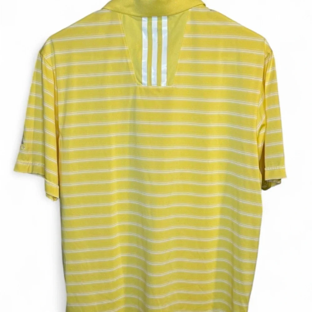 Adidas Climalite Yellow Striped Golf Polo Shirt Small Performance